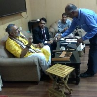 BAMBOO PRODUCTS shown to Honourable Minister for MSME Shri GIRIRAJ SINGH by TPSOH Chairman for Environment Dr Barathi